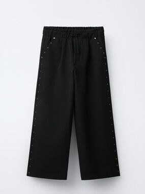 Zara kids Studded wide long black trousers 6-7